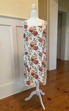 Japanese Style Cross Back Smock Apron. Water Resistant Fabric. Pomegranates.