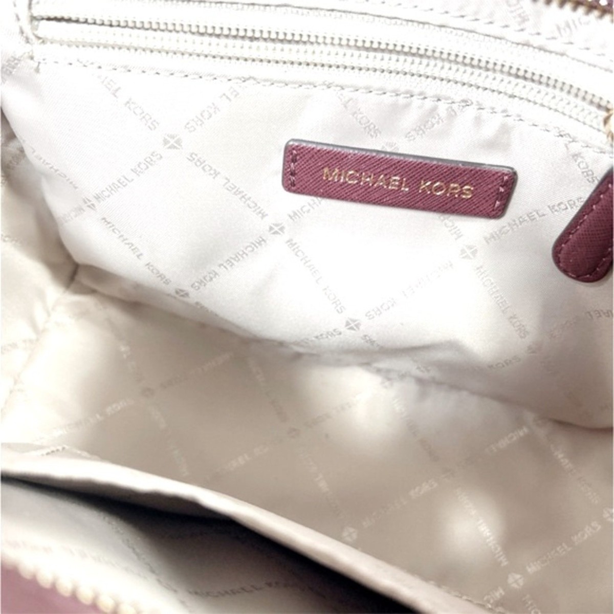 Michael Kors Selma Medium Saffiano Leather Satchel Studded/Love in Merlot View 6