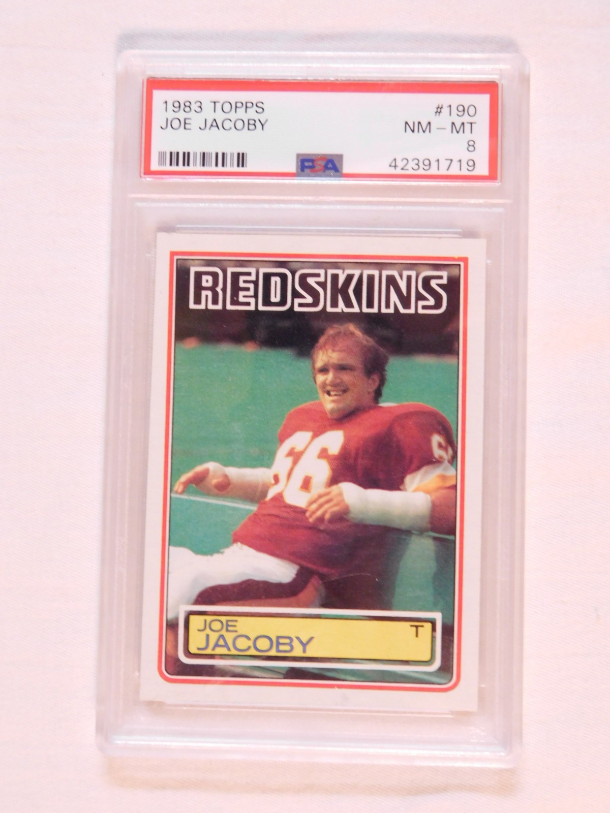 1983 Topps Football Joe Jacoby #190 PSA 8 Card Washington Redskins