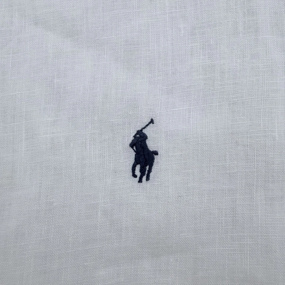 Polo Ralph Lauren 100% Linen Button Up Shirt Men’s Size 2XL Long Sleeve White - Image 2 of 4