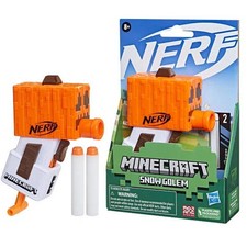 Nerf MicroShots Minecraft Snow Golem Mini Blaster, Includes 2 Nerf Darts - NEW