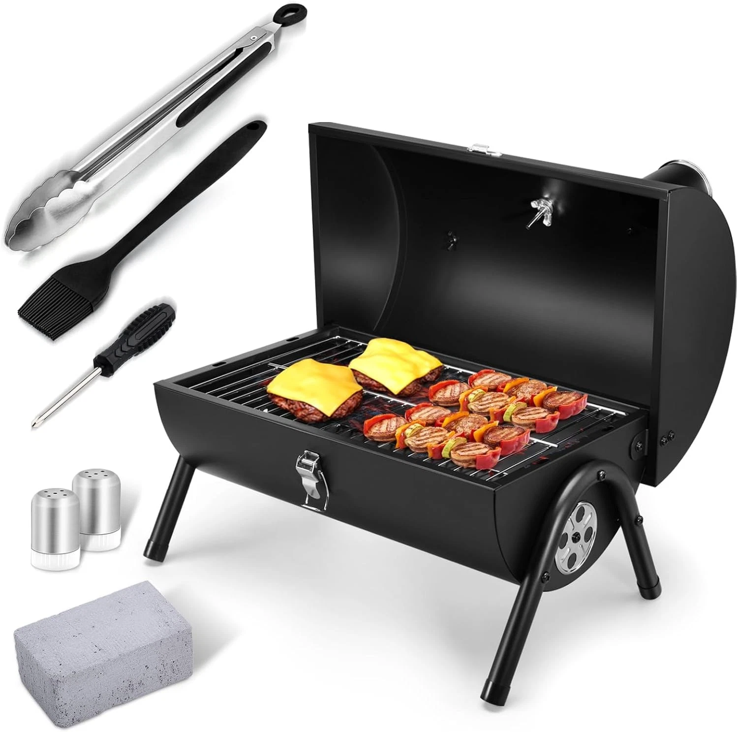 Portable Charcoal Grill Set Small Tabletop Barbecue Grill W/ Accessories Tools