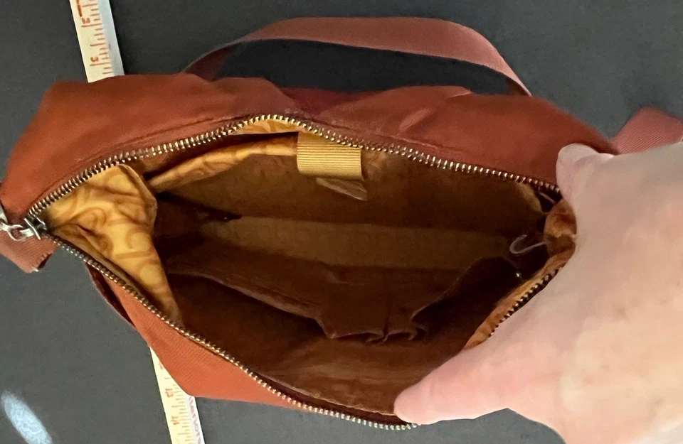 Baggallini Rust Orange Nylon Crossbody Travel Bag 11.5" x 4" Adjustable Strap - Image 3 of 4