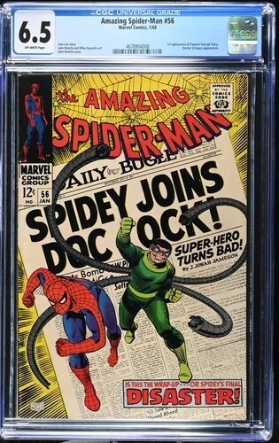 AMAZING SPIDER-MAN 56 CGC 6.5 Silver Key 1st Stacy Lee Kirby Not Cleaned Pressed