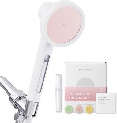 Second Shower Filtered Shower Head + Infuser Set Korean Beauty Spa Pink