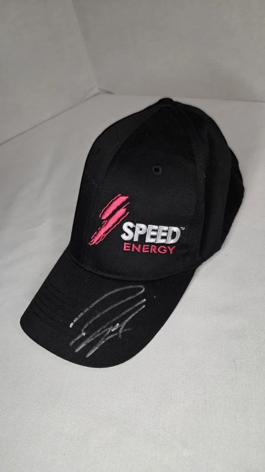 Sombrero Robby Gordon Speed Energy 2011 #7 rosa sin plomo firmado autografiado Foto 2 de 4