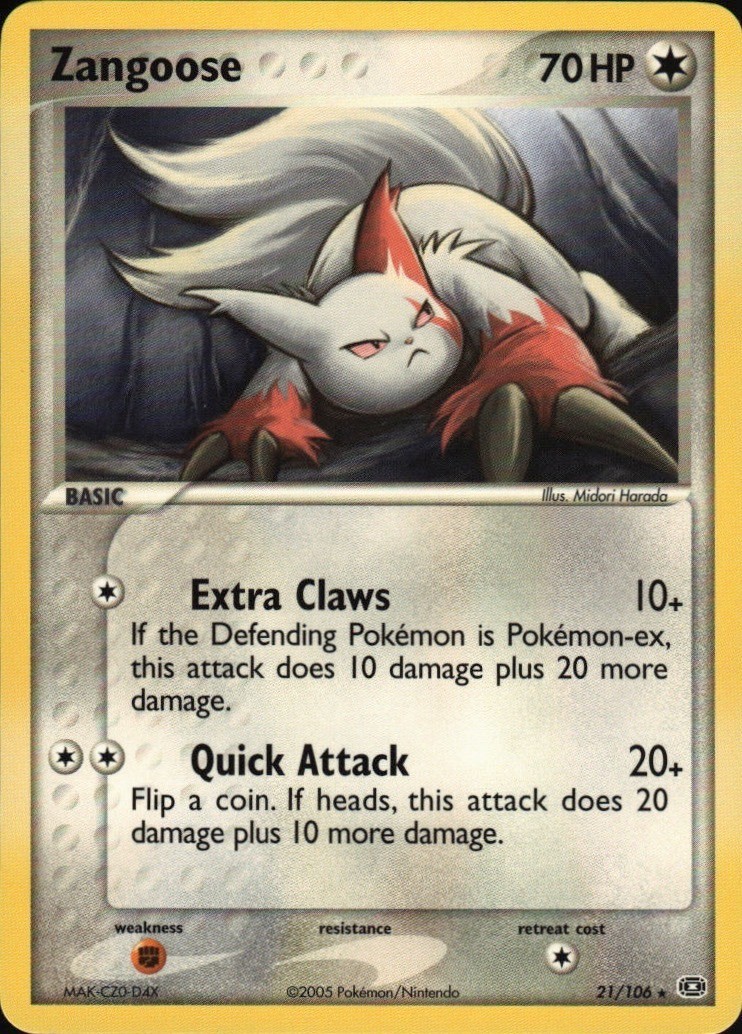 Zangoose Rare Emerald 21/106 NM Pokemon TCG