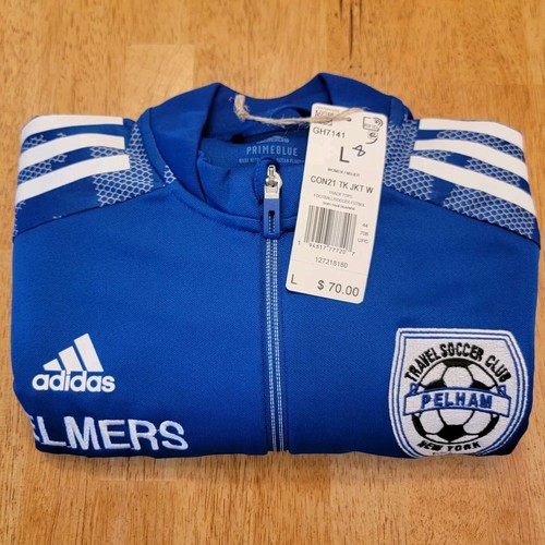 Adidas Track Jacket Womens Large Pelham Travel Soccer Club Full Zip Blue NEW $70 - Picture 11 of 21