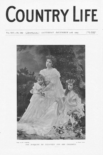 The Marquise De Villavieja and her Children Antique Print 1903