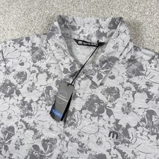 NEW Travis Mathew Private Deck Polo Men XL Heather Light Grey Floral
