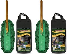 California Car Duster Standard Auto Car Duster with Wood Handle Green Mop 2 Pack