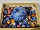 Antique Lot Of Handmade Bennington Marbles With Shooter - Brown & Blue — photo 5
