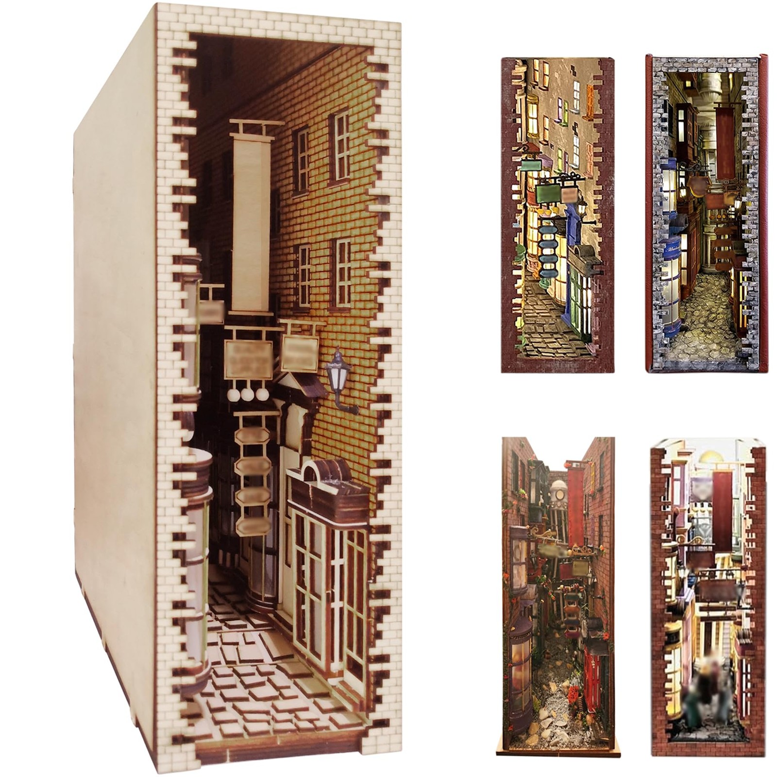 LED Book Nook Kit for Adults - Decorative Bookend Stand-3D Wooden Puzzle for ...