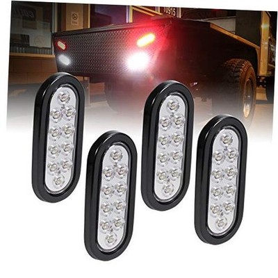 4pc 6'' Oval LED Reverse Trailer Tail Light Kit [DOT FMVSS 108] 4 Pack White