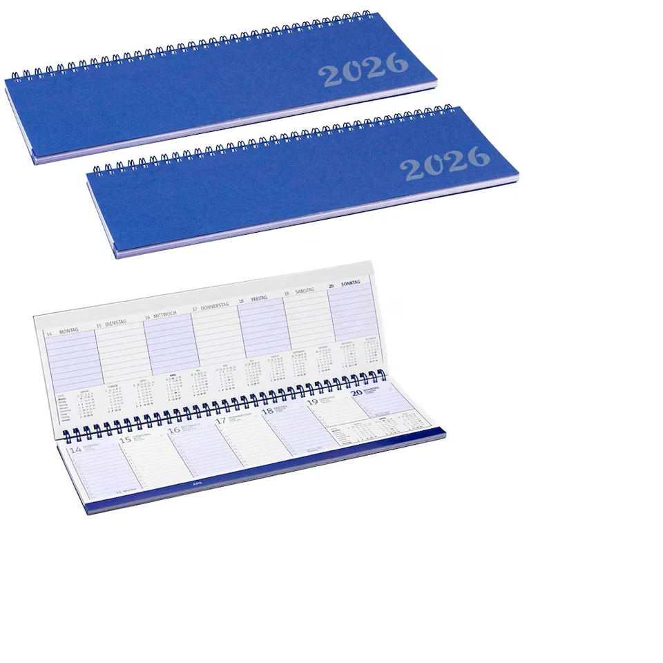 SAPHIR-TEC 3 Schreibtischkalender 2026 quer, 1 Wo/2 S., Mo-Fr: 7-18 Uhr, Sa/So: 7-13 Uhr