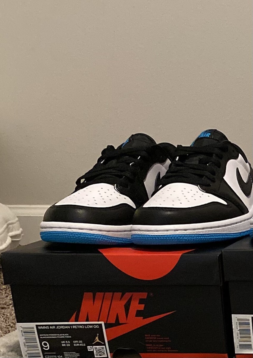 Size 9W/7.5M - Jordan 1 Low Black/Dark Powder Blue/White | eBay Size 9W/7.5M - Jordan 1 Low Black/Dark Powder Blue/White | eBay