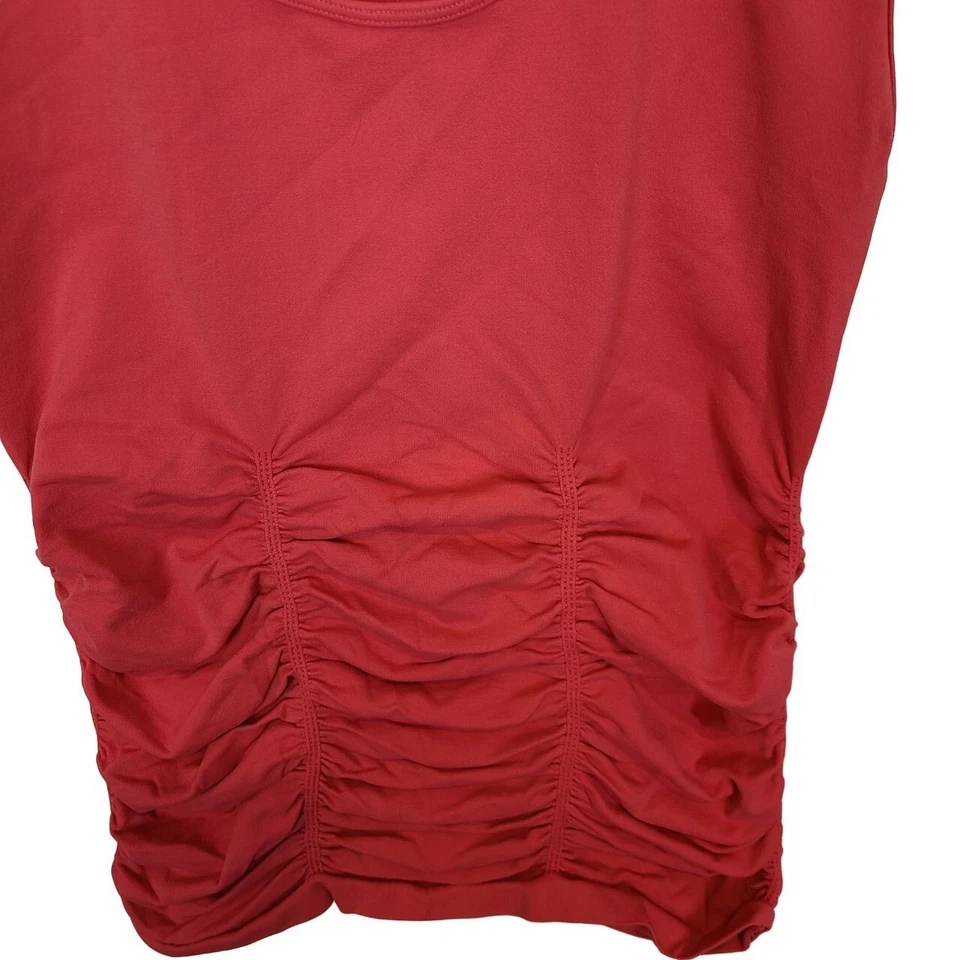 Tees By Tina Womens OSFM Orange Sleeveless Scoop Neck Ruched Tank Top Pullover - Image 3 of 4