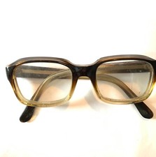 Vtg Vintage Thick Acetate Transparent Brown Eyeglass Frames Joy 50-16-130