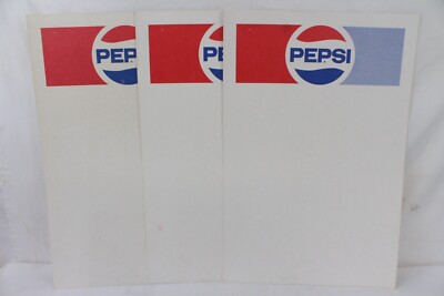 3 Vintage NOS Pepsi Collectable Cardboard Menu Board 21'' x 14'' Sheet Rare Old