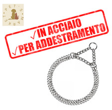 COLLARE Semistrangolo Semistrozzo per Addestramento Cani in Acciaio Catena 50 Cm