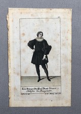 Kleine alte deutsche Radierung, Figur, 19. Jh.
