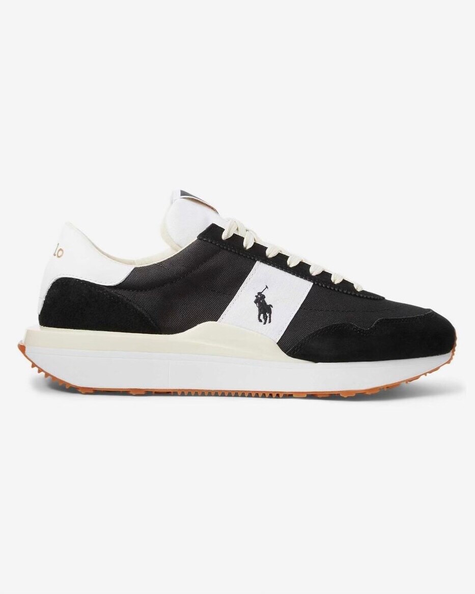 PONY POLO RALPH LAUREN Train 89 Sneaker Pelle Scamosciata Maglia Nero Bianco Uomo Tg 14