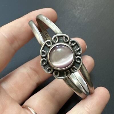 Bracelet Ancien En Argent Massif 925 - Style Jonc Art Nouveau - Vintage