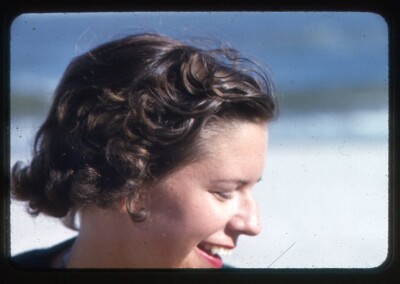 Extreme Close-Up Pretty Girl Profile Vintage 1950s Slide Photo