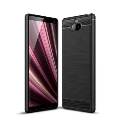 Hülle für Sony Xperia 10 Handy Cover Silikon Case Bumper Tasche Carbonfarben
