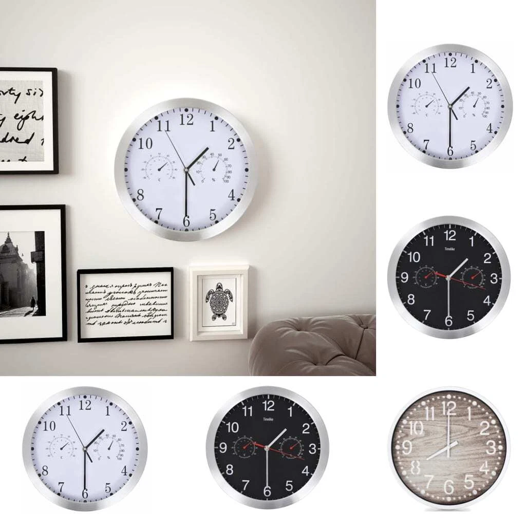 Reloj Pared Termómetro Higrómetro Cuarzo Cocina Baño Sala Blanco