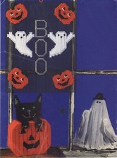 Plastic Canvas Halloween Spooks Window Decor Cat Ghost Doorknob Hanger Pattern
