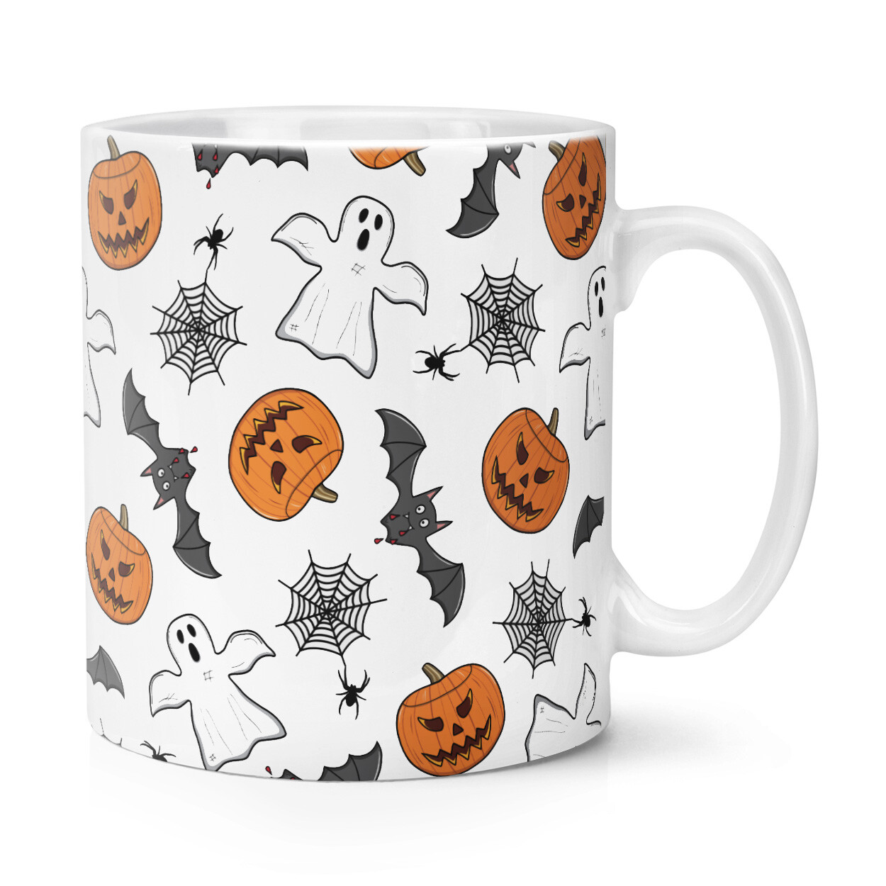 Halloween Spooky Pattern 10oz Mug Cup Pumpkin Ghost Bad Spider Scary Funny Gift