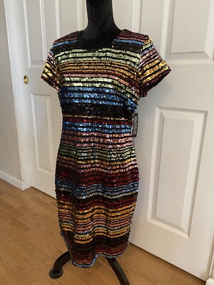 New York & Co Multicolored Sequins Cocktail Holiday Party Dress Size M NWT 