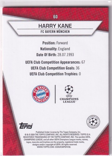 Topps UCL Super-Stars 23/24 Nr. 60 Harry Kane - Picture 2 of 2