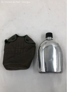 Vintage Military Canteen With Green Canvass Cover Pouch Great Condition