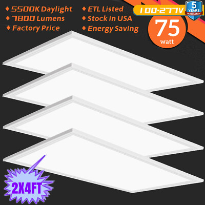 75w,2x4ft LED Flat Panel Light 5000K Kitchen Drop Ceiling Light 7800lm-(8Pack)