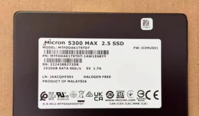 New Micron 5300 MAX 1.92TB SATA 6Gb/s SSD MTFDDAK1T9TDT-1AW1ZABYY