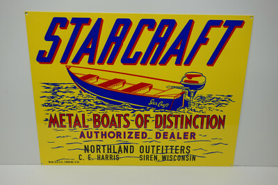 #ad STARCRAFT METAL BOATS SIGN marine gas oil 24quot; WIDE X 18quot; HIGH. NICE $225.00