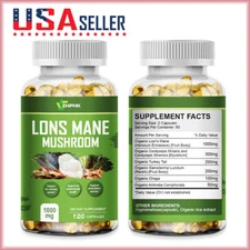 ZHPHK Lons Mane Extract Mushroom 1000mg - 120 High Strength Vegan Capsules
