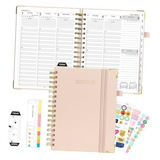 Daily Planner 2024-2025 Calendar 12 Month Weekly A5 - 6.5
