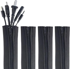 Zipper Cable Sleeve by  - 24" X 4" (4-Pack) Black - Cord Organizer and Cable Pro