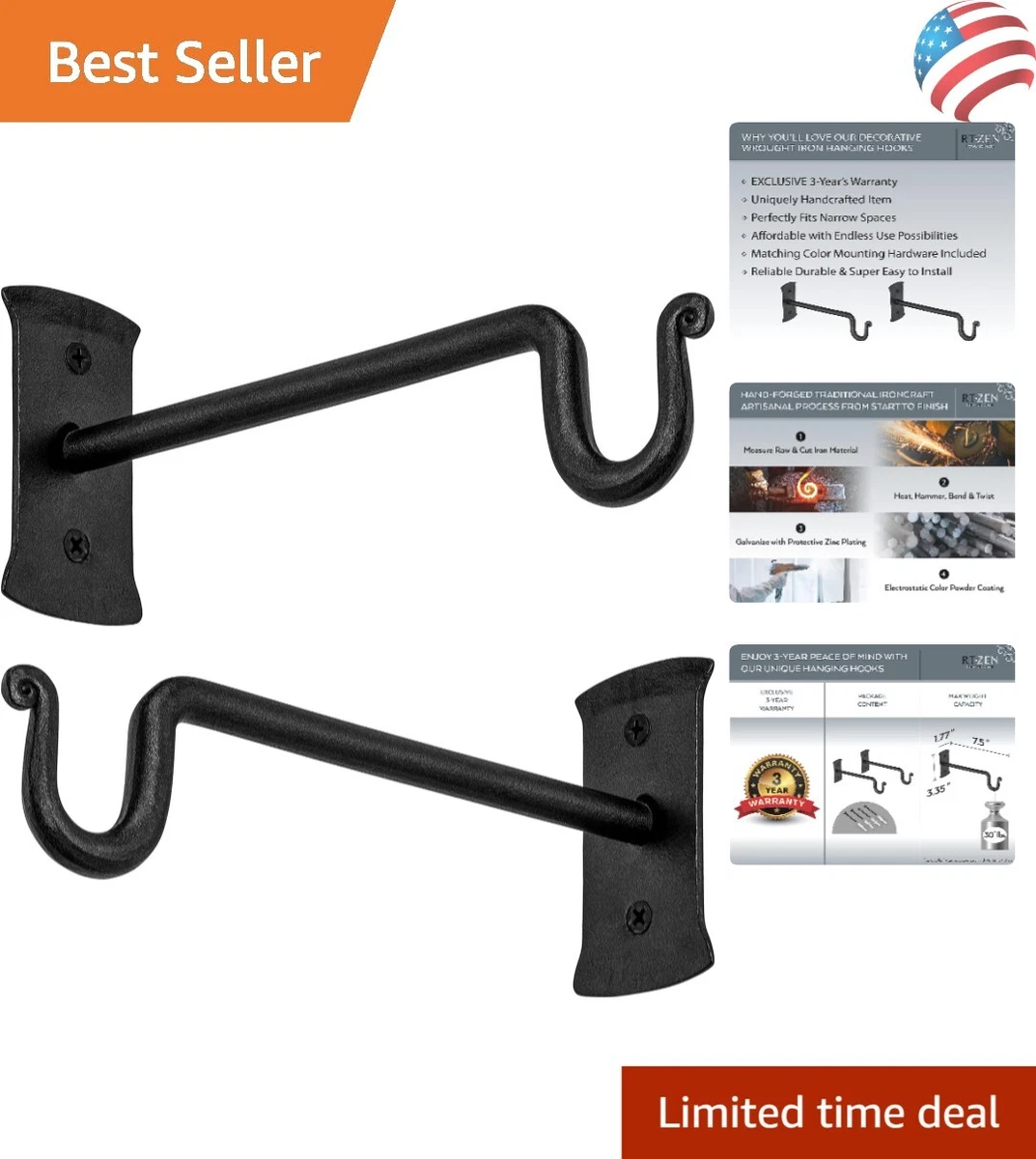 Wrought iron sale plant hooks
