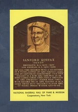 SANDY KOUFAX, Dodgers | 1964 HOF postcard Curteichcolor GREEN ink C