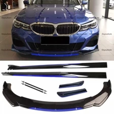 For BMW Front Bumper Lip Side Skirt Rear Bumper Lip Strut Rods Black Blue