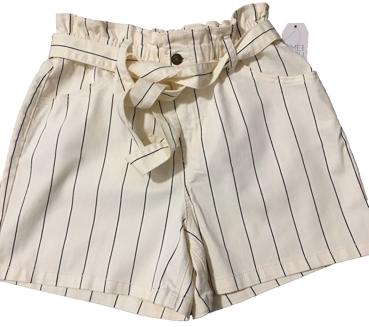 Mezcla de algodón pantalones cortos a rayas para Mujeres