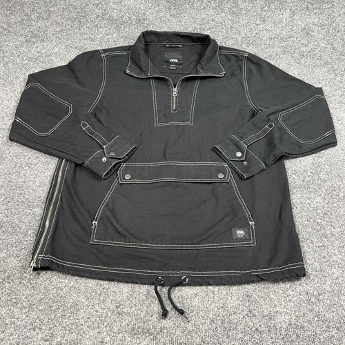 Vans Jacket Mens Medium Black Pullover Denim Zip Cotton Skater Y2k