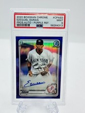 2020 Bowman Ezequiel Duran /250 1st Chrome Purple refractor NY Yankees Auto