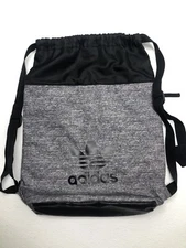 Adidas Classic Logo Drawstring Draw Strap Bag Backpack Sackpack Black Gray