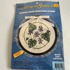 Creative Moments Counted Cross Stitch Kit Wall Plaque Violets