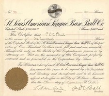 St. Louis American League Base Ball Co. - Stock Certificate - General Stocks